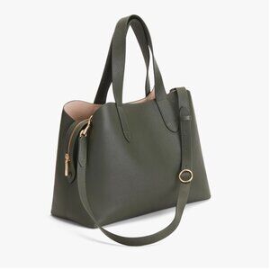NWOT Cuyana Zippered Leather Satchel Forest Green Crossbody Strap Included